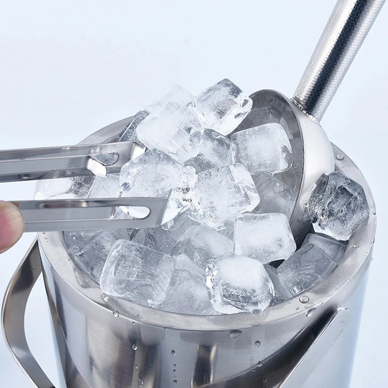 Stainless Steel Double Walled Insulated Ice Bucket With Lid Ice Bucket And Tong Set