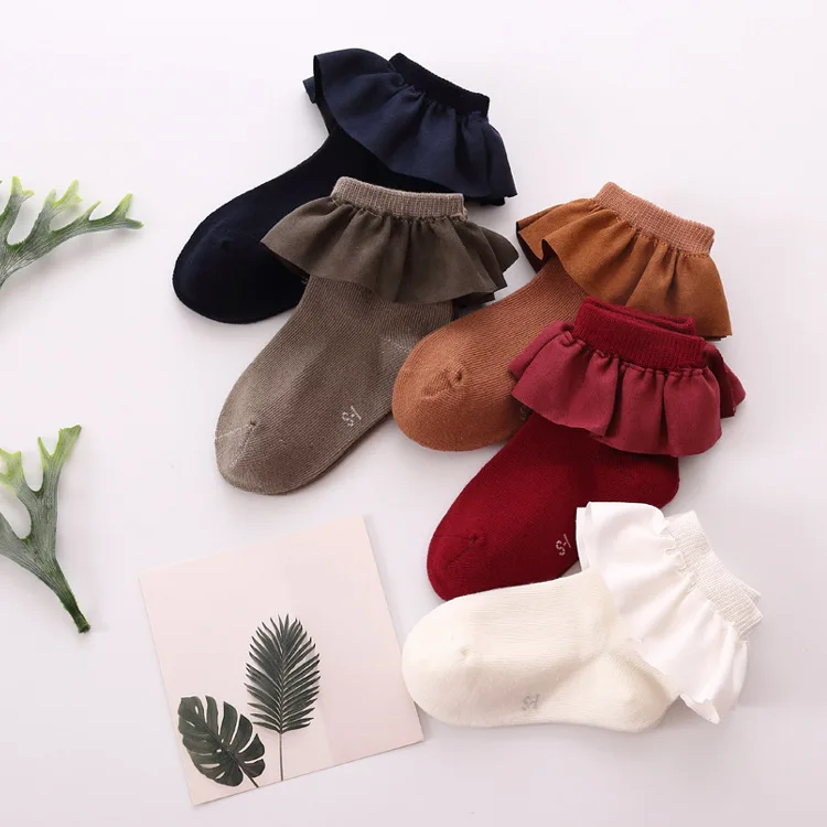 Seamless cotton baby frill socks cute comfortable fashion frilly socks for kids girl