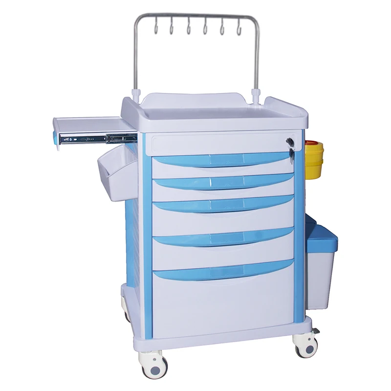 Больничная клиника передвижная заводская цена тележка для лекарств переливание ABS экстренная инфузионная медицинская тележка