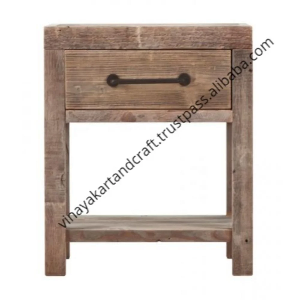 Vintage Industrial Furniture Jodhpur Style 1 door Drawer Bedside Table Nightstand Old Wood