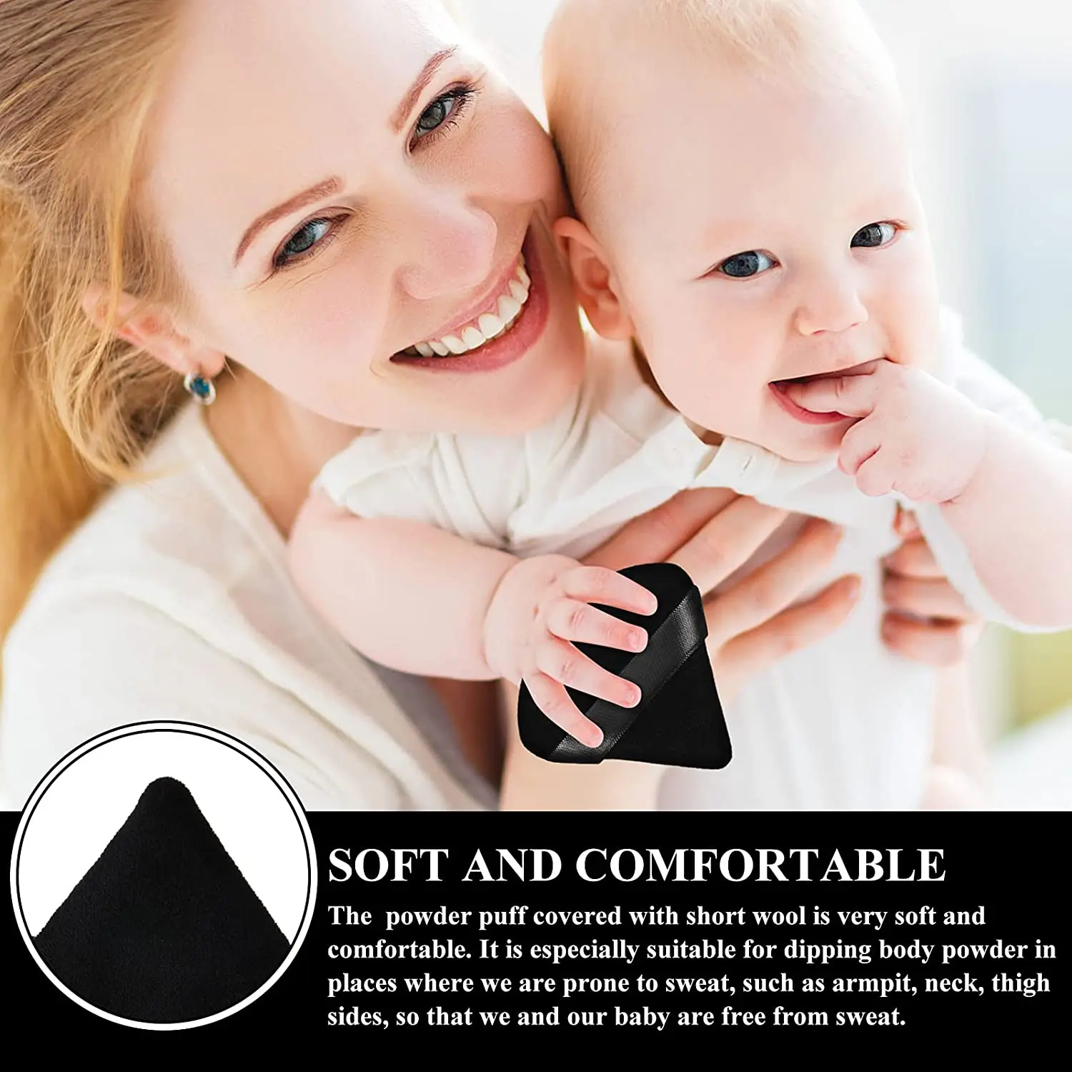 Makeup Cotton Triangle Powder Puff  Bb Cream Foundation Triangle Makeup Puff With Strap