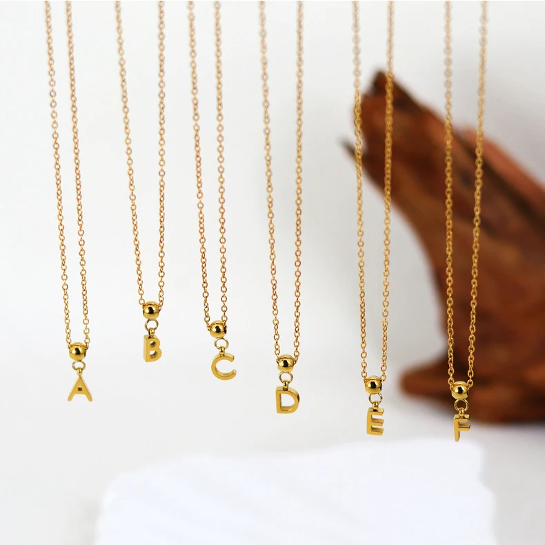 Stainless steel mini alphabet initial pendant necklace T stainless steel 26 alphanumeric diy name couple chain jewelry custom