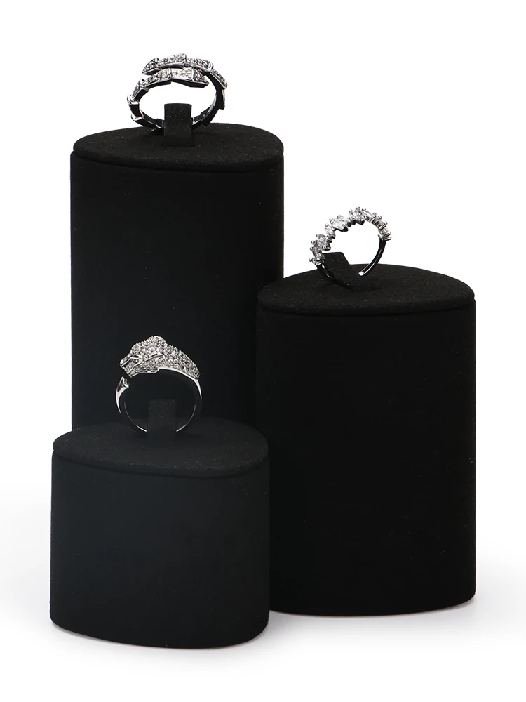 Jinsky black Microfiber Fashion jewelry display stand triangle shape ring stand earring holder Window Jewelry Display