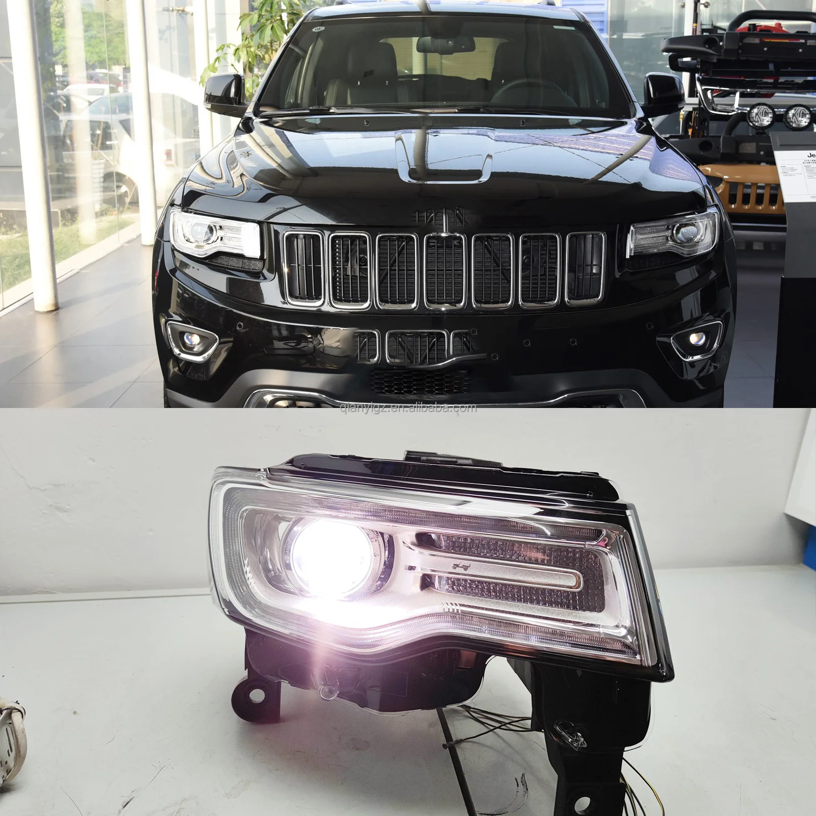 Compatible with 2016 Jeep Grand Cherokee xenon headlight LED daytime running lights original beam disassembly accessories