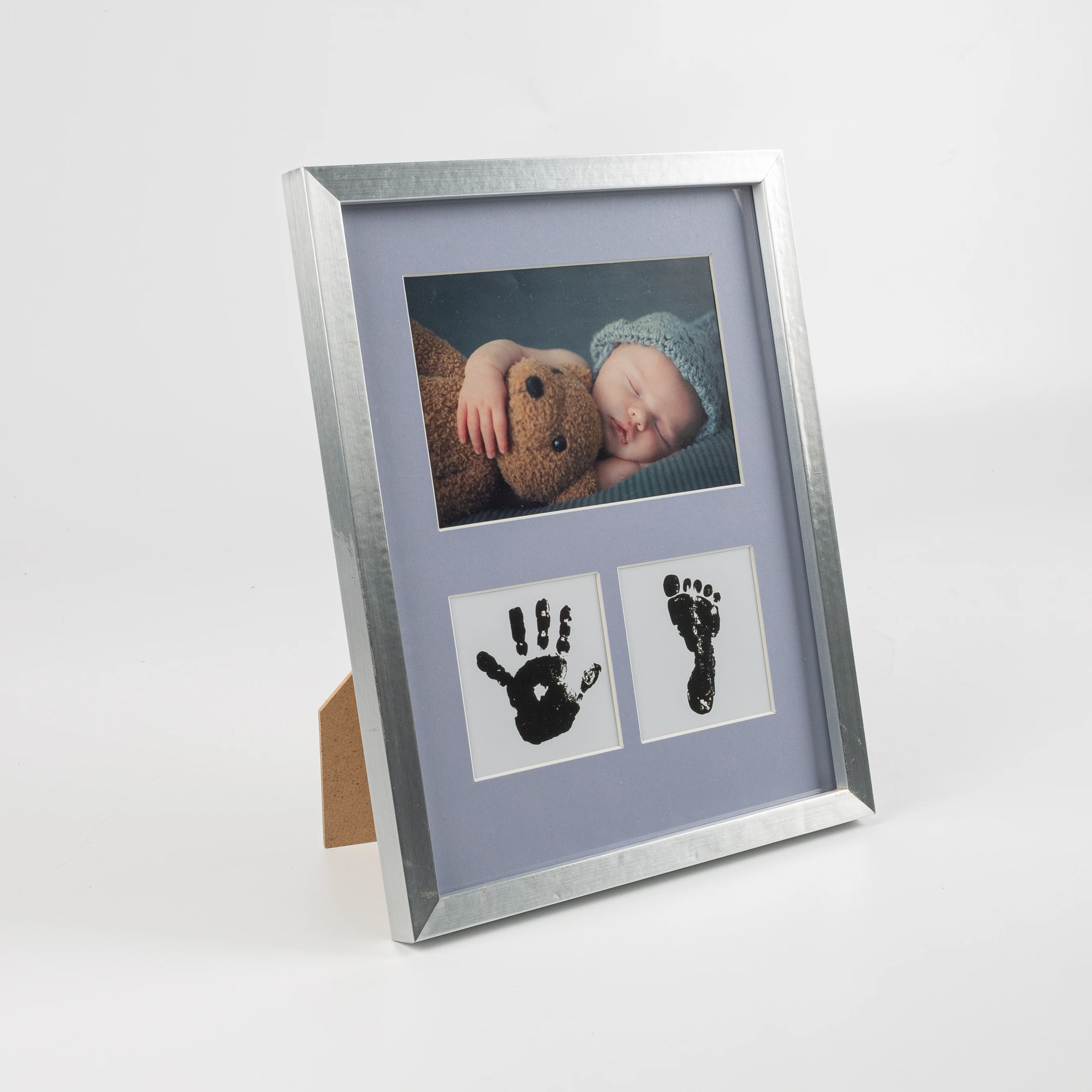 Baby Gift Memorial Newborn Footprint Kit Baby Handprint Wooden Photo Frame With mat