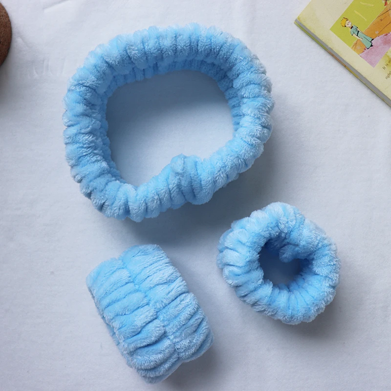 Hot Sale Adjustable Elastic Wristband Spa Headband Facial Wash Hair Band Set