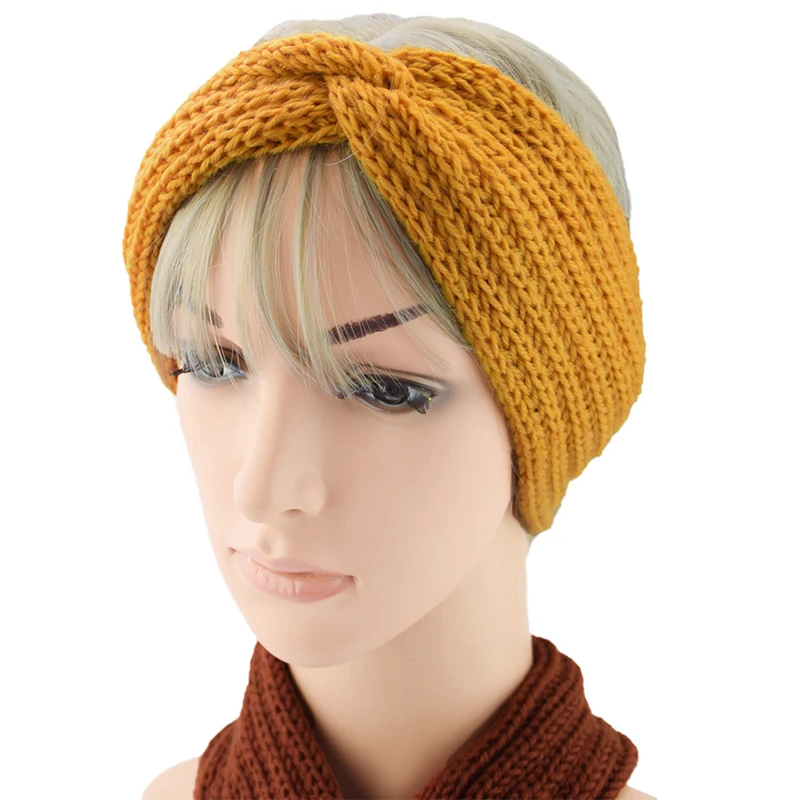 Women Lady Crochet bow knot turban knit headbands braided winter headbands ear warmers crochet head wraps