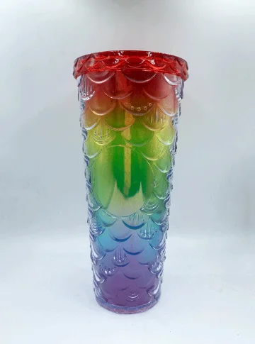 New Arrivals High Quality Bpa-free Custom Logo 24oz Double Wall Plastic Mermaid Scale Tumbler With Straw