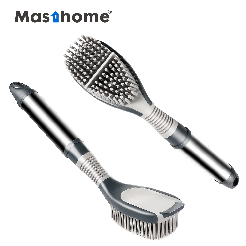 Masthome Custom TPR & Stainless Steel Series Dish Brush TPR Pot Kitchen Cleaning Brush