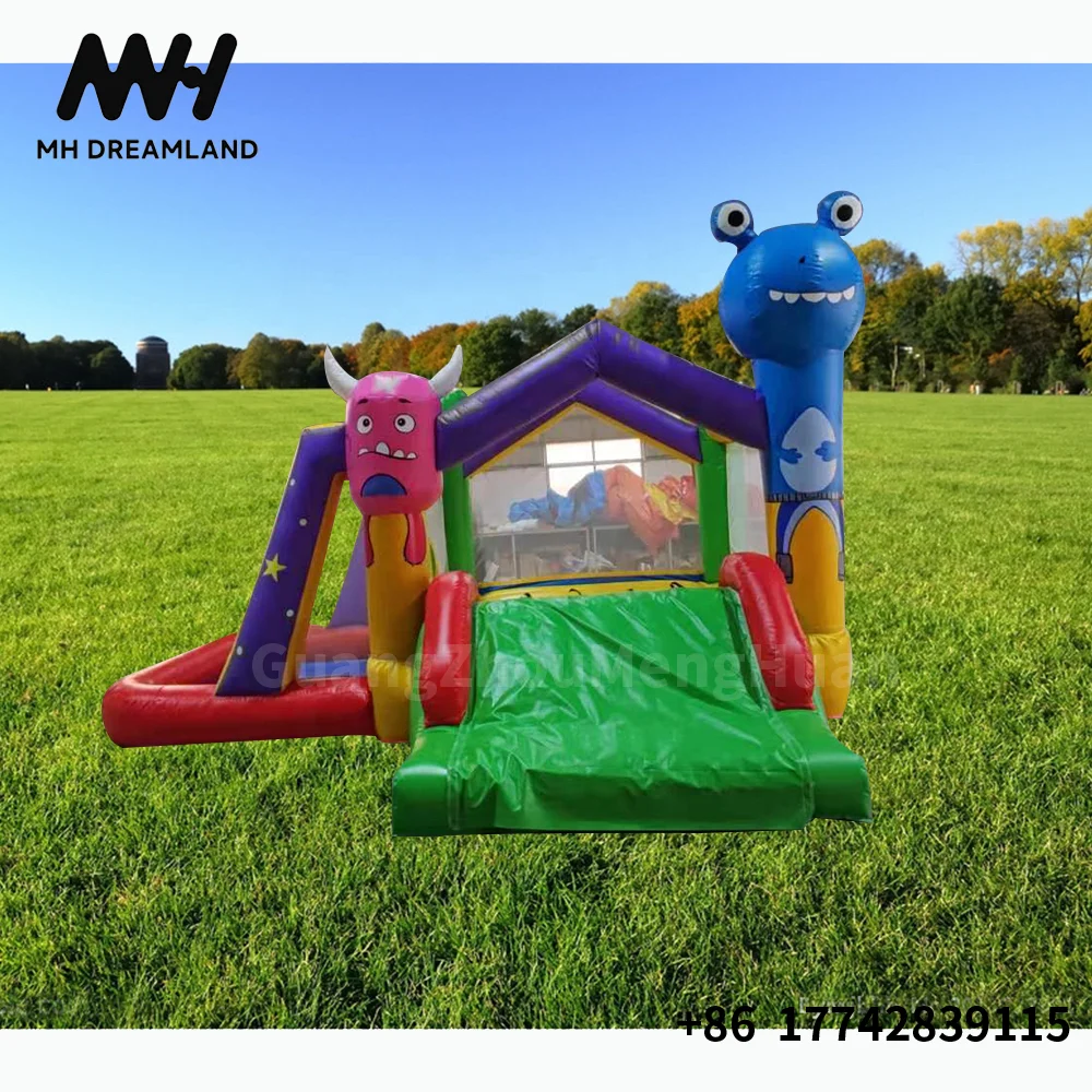 Monster Inflatable Water Slide Splash Pool Alien Cartoon Jumper Bouncy Ball Pit Outdoor for Kids and Adults