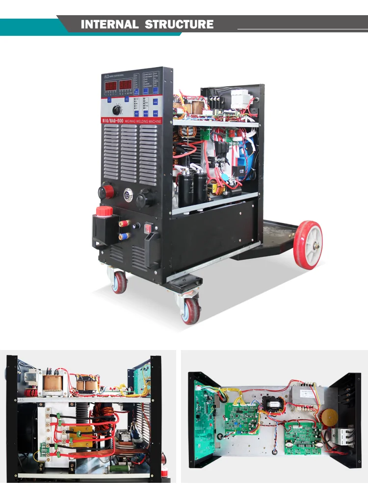 220v 380v Aluminum Double Synergy Pulse Digital Inverter MMA NBC Co2 Maquina MIG MAG 500 Welding Machine