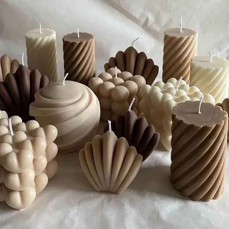 Wholesale factory high quality aromatherapy custom vegan scented soy wax designer bubble cuble flower shaped angle candles