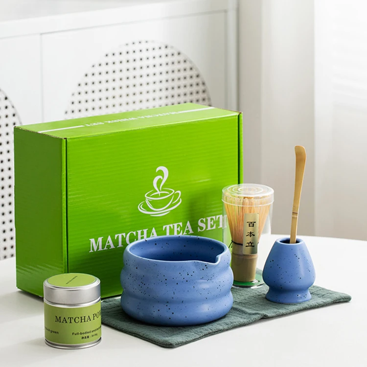 Wholesale Custom Logo Chawan Handmade Ceramic Matcha Bowl With Spout Matcha Kits Set