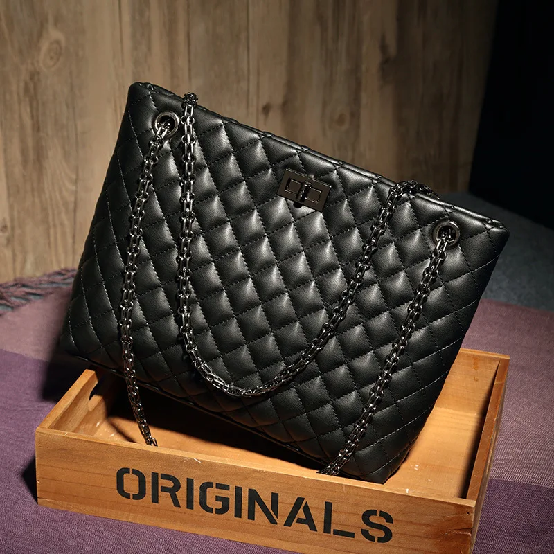 Chain Crossbody Bags Big Female Purses and Handbags Women Thread Fashion Bag PU Leather 2024 Designer Fashionable Luxury