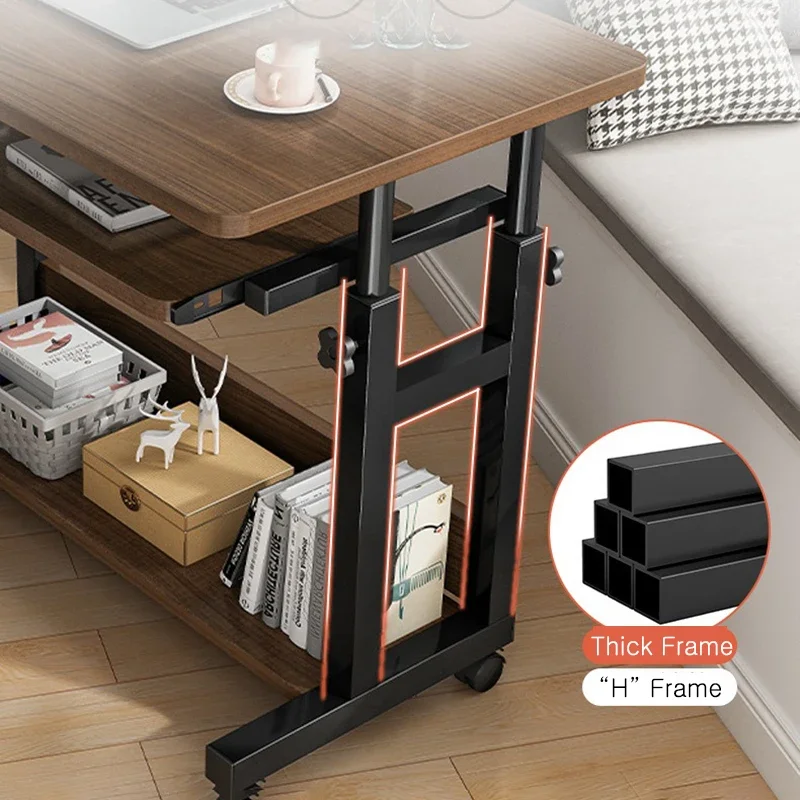 Home Study Computer Desk Multi Functional Foldable and Adjustable Mobile Bedside Student Writing Office Storage Learning Desk