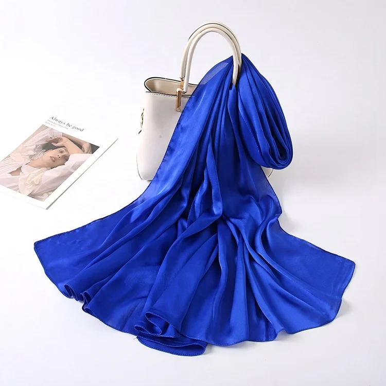 180 90 cm Female Solid Color Malaysian Imitation Silk Scarf New Thickened Silk Satin Candy Color Shawl Muslim Hijab