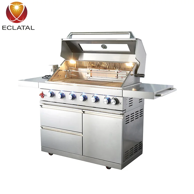 Modern Camping Trolley Stainless Steel Barbecue Grill Outdoor Portable BBQ Gas Grill