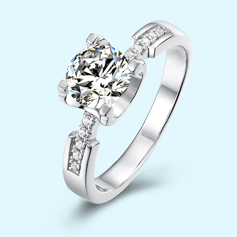 14K White Gold Moissanite Finger Ring Solid Wedding Band Heart Cut Moissanite Ring