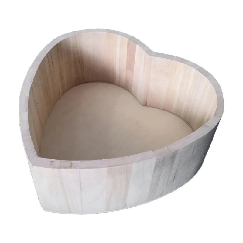 OEM Wood Heart-Shaped Box Newborn Photo Shoot Accessories Basket Serving Display Tray