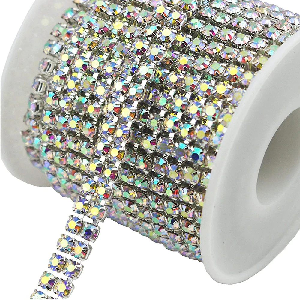 Wholesale Rhinestone Brass Cup Chain For Jewelry Garment Decoration Accessories Gold Ab Crystal Glass Rhinestone Trimming