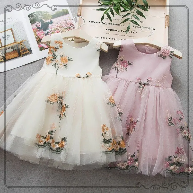 Summer Latest Western Pattern Floral Design Party Wear Kid Children Girl Dress For Kid Girl Free Sample