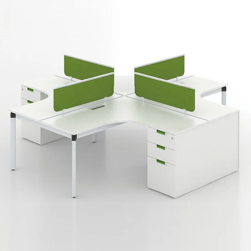 Luxury 3 seater Open Staff Workstation wooden modular 120 degree curved executive triangle workstation desk table with cabinet