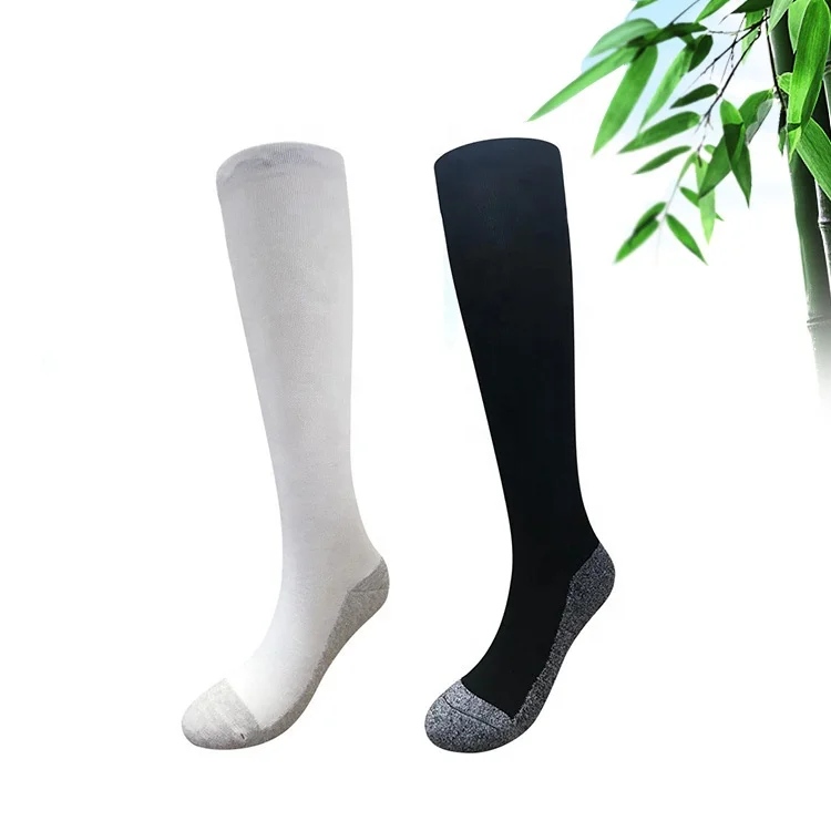 Custom bamboo spandex socks manufacturers anti-odor breathable 15-20mmhg white compression bamboo fiber silver socks for work