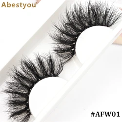 Abestyou Factory Manufacturer Wholesale Faux Mink Strip Eyelashes Cat Eye Wispy Messy Fluffy Faux Mink Eyelashes 25mm