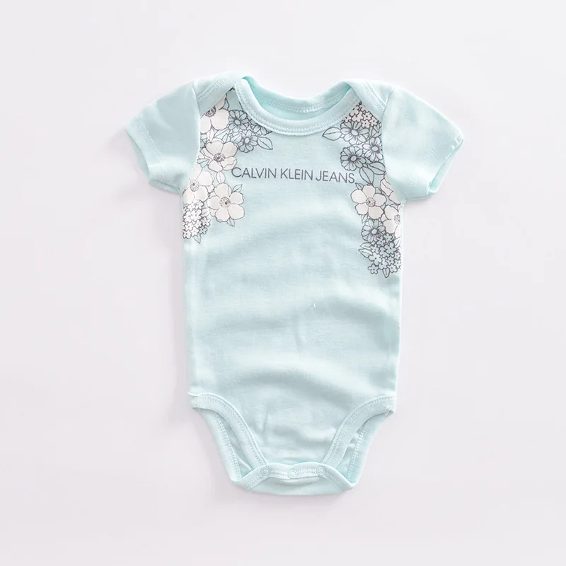 Wholesale New Born Cute Short Sleeve Summer Cotton Infant Baby Boys Girls Jumpsuits Rompers