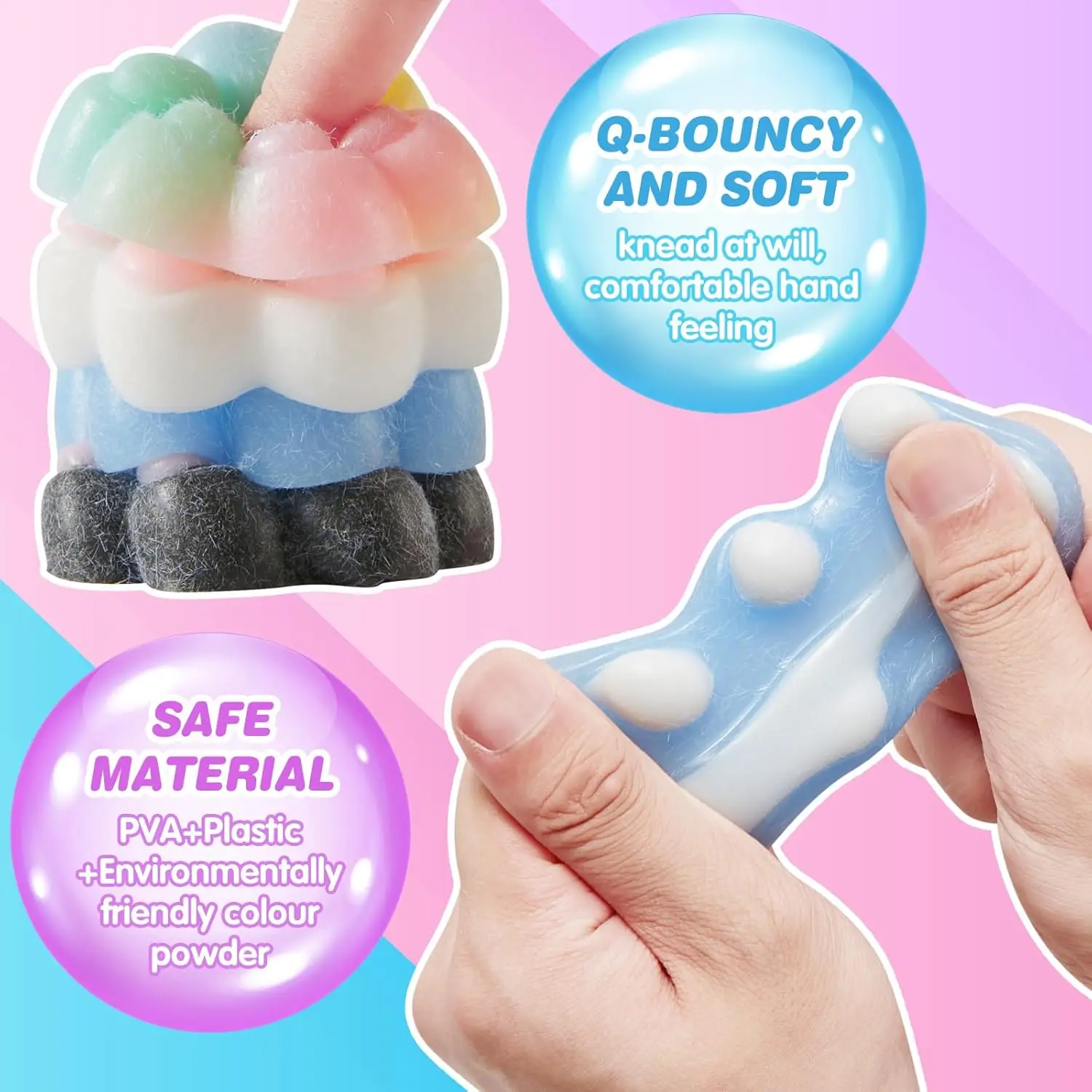 Wholesale Kawai Fufu Squishy Squeeze Toy Big Cat Claw Soft Plush Mochi for Girls Fidget Furry Rebound