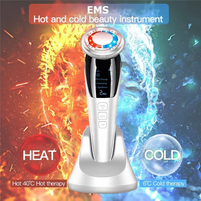 2022 EMS Facial Massager LED light therapy Sonic Vibration Wrinkle Removal Skin Tightening Hot Cool Treatment Beauty Device