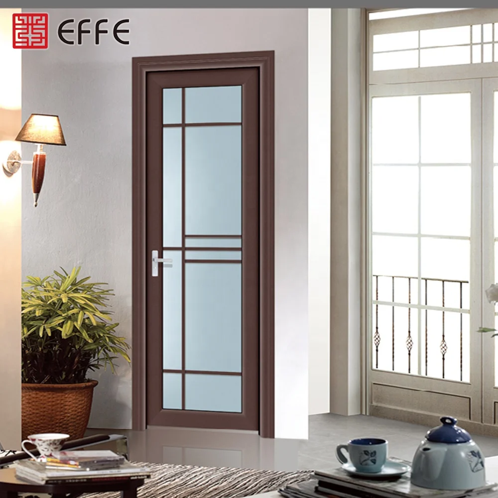 
hinges swing glass casement door powder coated aluminum frosted glass bathroom door for sale 