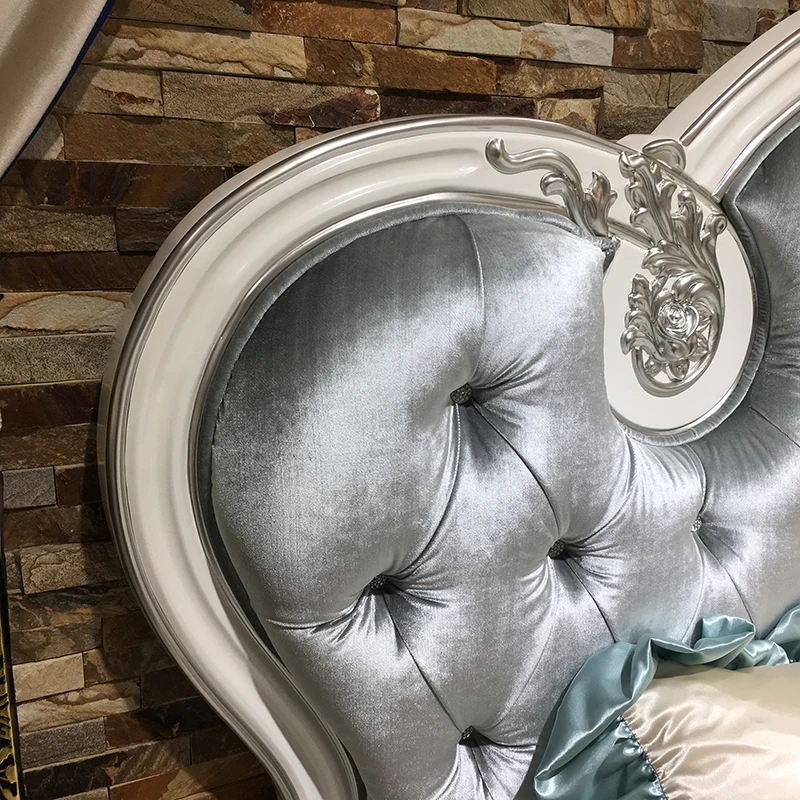 MO LAN European cloth bed Master bedroom Double bed set Luxury 1.5m solid wood Princess King bed