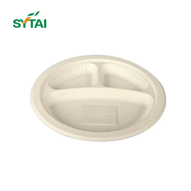 100% Biodegradable Dinnerware Round Plates Made of Disposable Sugarcane Fibers Compostable Dinner Tableware Dish Plates
