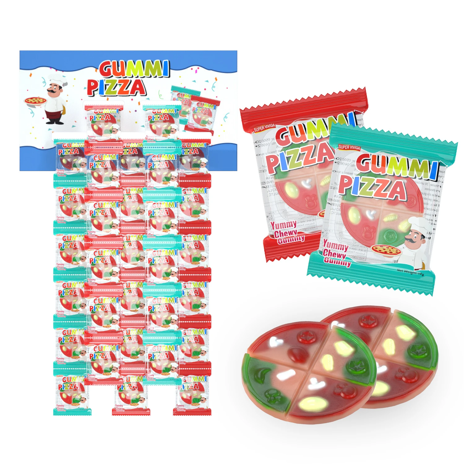 Wholesale Custom Halal Sweet Pizza Gelatin Pectin Jelly Gummy Candy