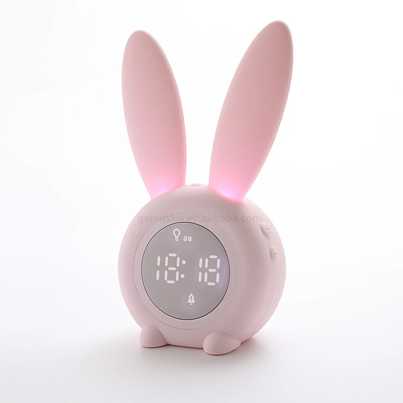 
Kids Alarm Clock with Night Light for Girls USB Charging Powered by Battery Timer Function Magnet Installation 