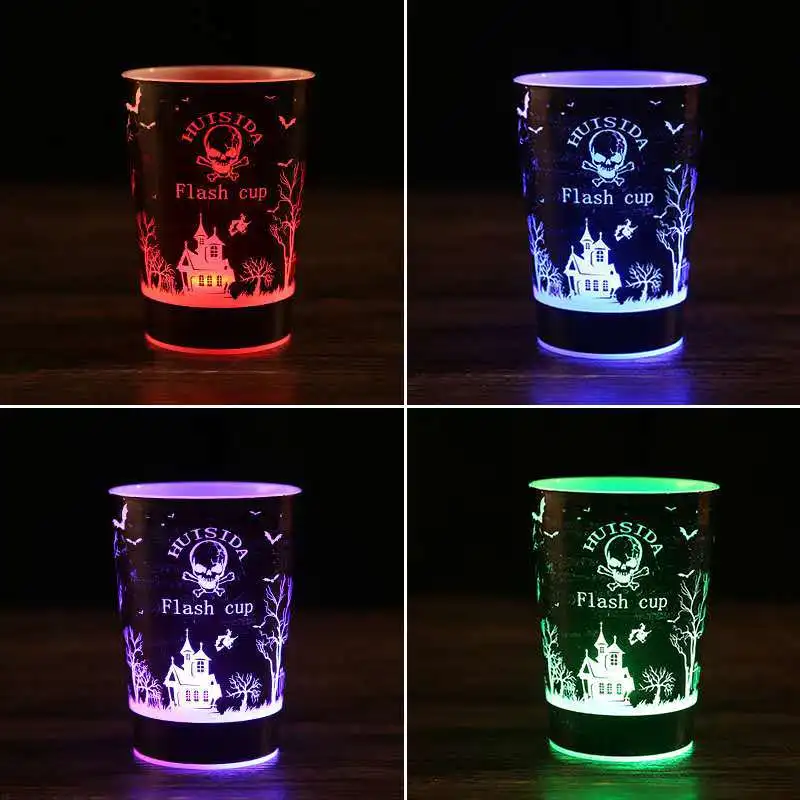 Can be customized LOGO LED wine glass Halloween luminous cup full-printed Christmas celebration supplies