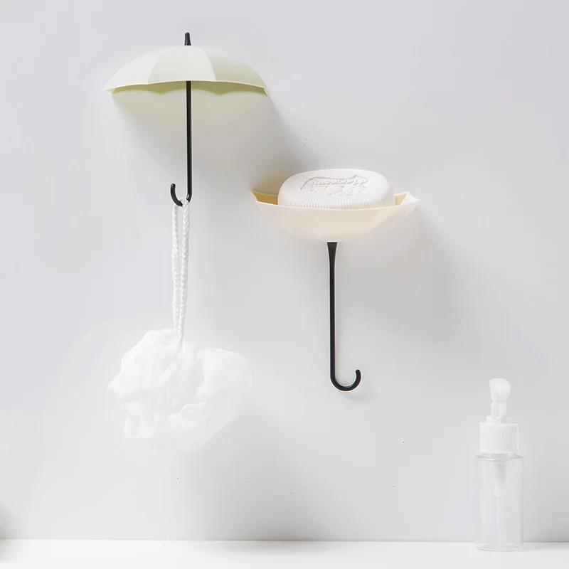 Wall Mount Hook Plastic Umbrella Shape Key Hook on the Wall Adhesive Hook 3pcs