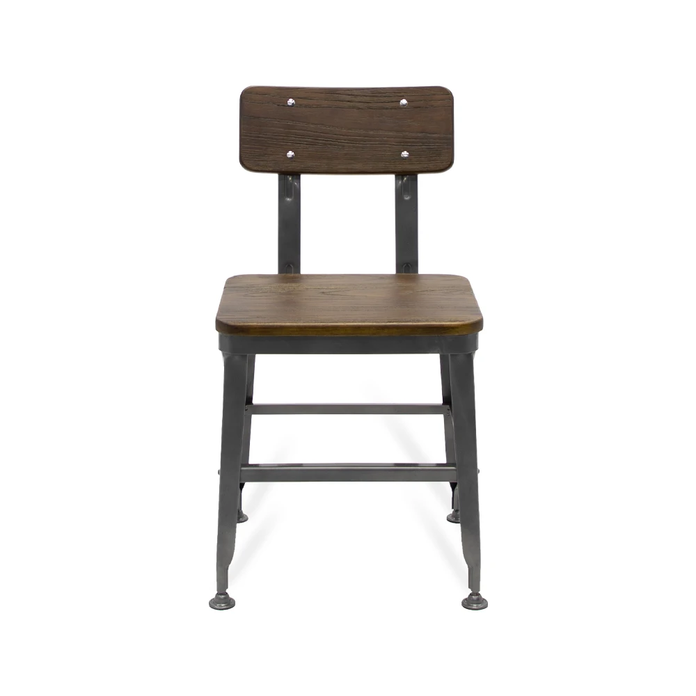 Industrial Design Bistro Cafe Metal Frame Dining Chair Wooden Chair for Restaurants