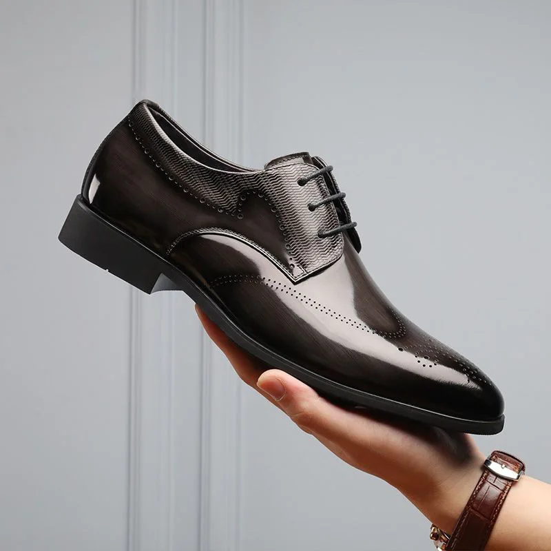 Mens Casual Lace-up Brogue Plaid PU Upper Shoes Men Formal Footwear Wedding Party Dress Oxford Business Office Shoes