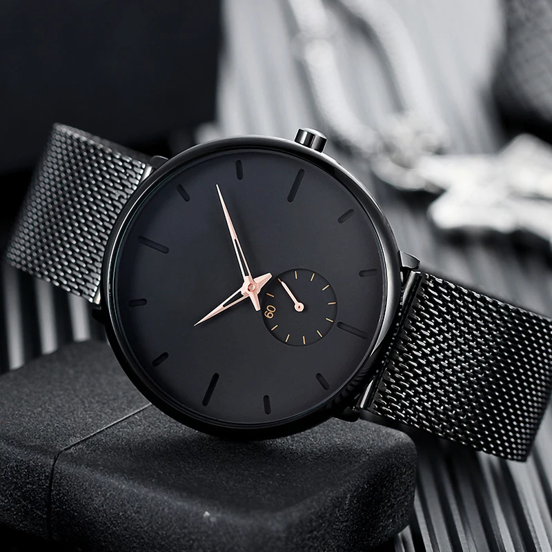 Fenyi wholesale bulk black leather Fashion Retro unique high quality casual original analog quartz watch for men