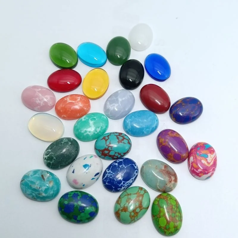 15x20mm Synthesis stone Glass Oval Cabochon Flat Back Multi-color Gemstone Ring And Earings Inlay Beads Jewelry Accessories
