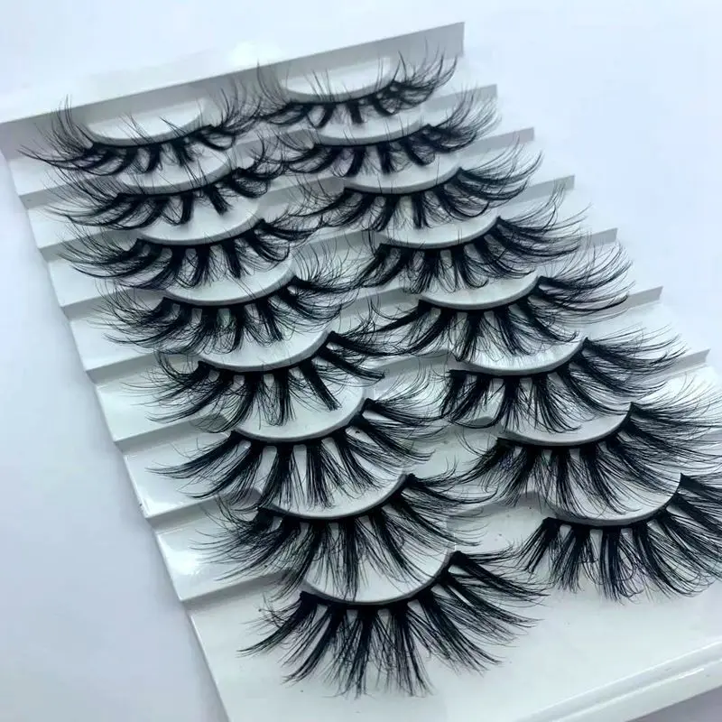 Russian 8 Pairs/set Full Strip Lashes 3D Extension Big Eyes Thicken Soft False Curler Eyelashes Manufacturer