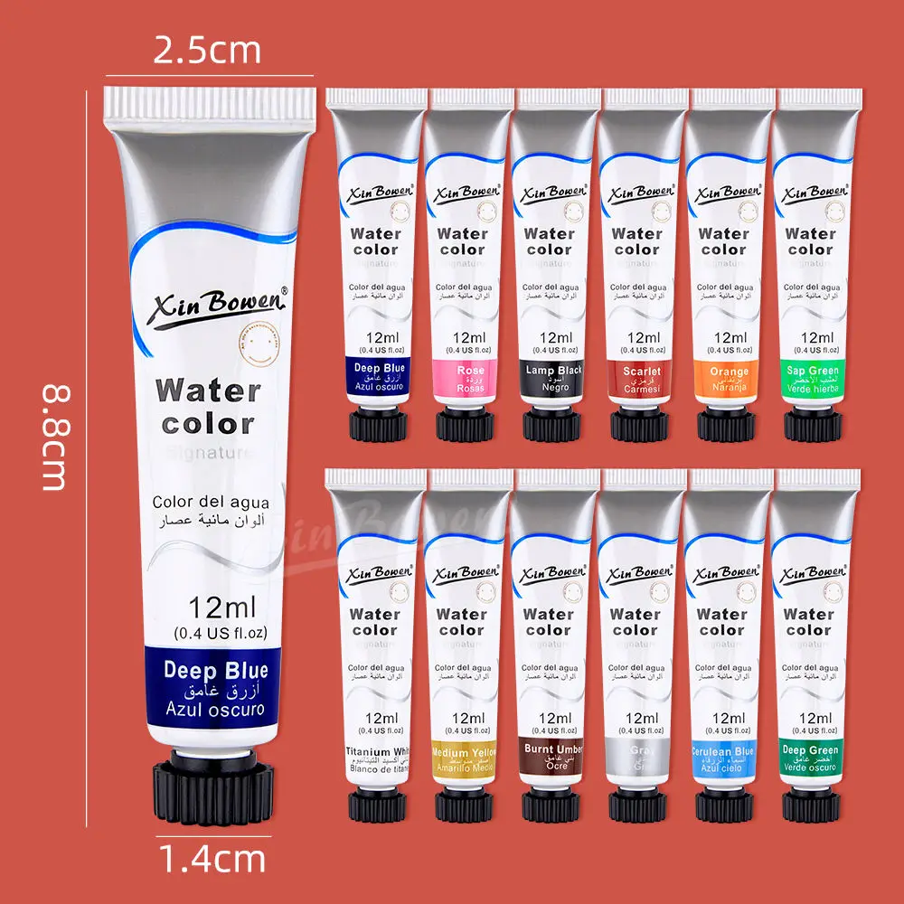 Xin Bowen Art Paint 12 Colors Artist Paint 12ml New Design Still Life Paintings High Quality Plastic Paint Pots With Brush
