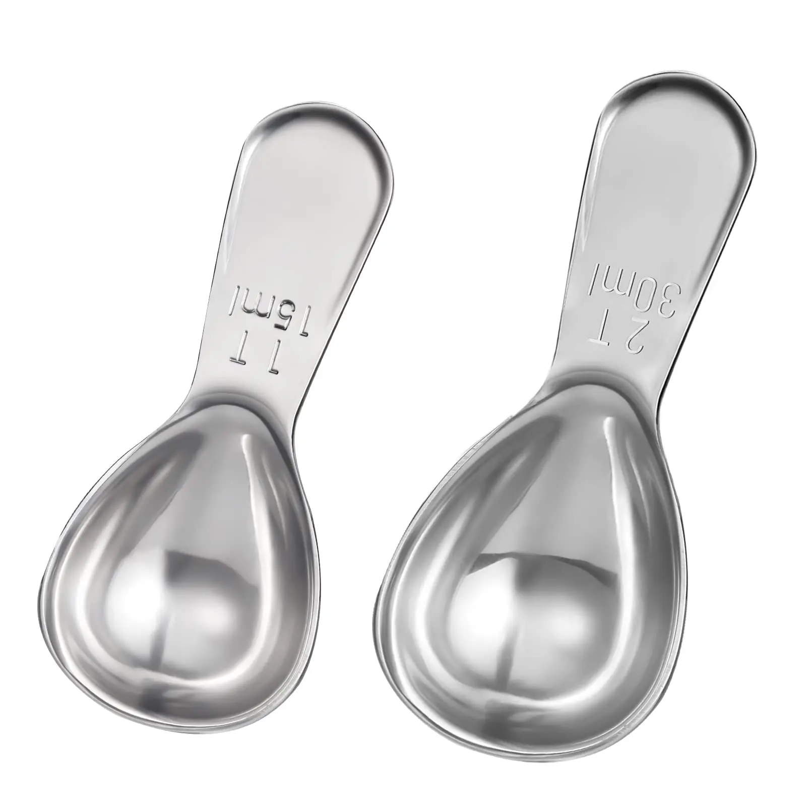 Amzn Hot Measuring Spoon Sets 2Pcs Stainless Steel 304 18/10 Metal 1T 2T 15ml 30ml Coffee Scoop