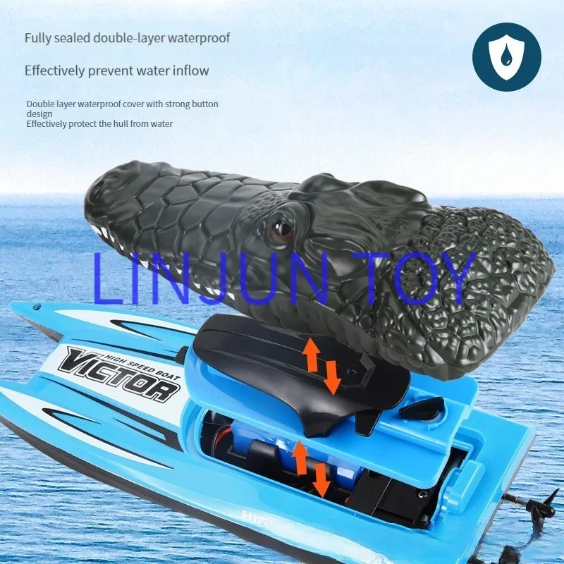 2023 New product  2.4G remote control 4-way waterproof  Crocodile remote control speedboat  Summer water boat toys