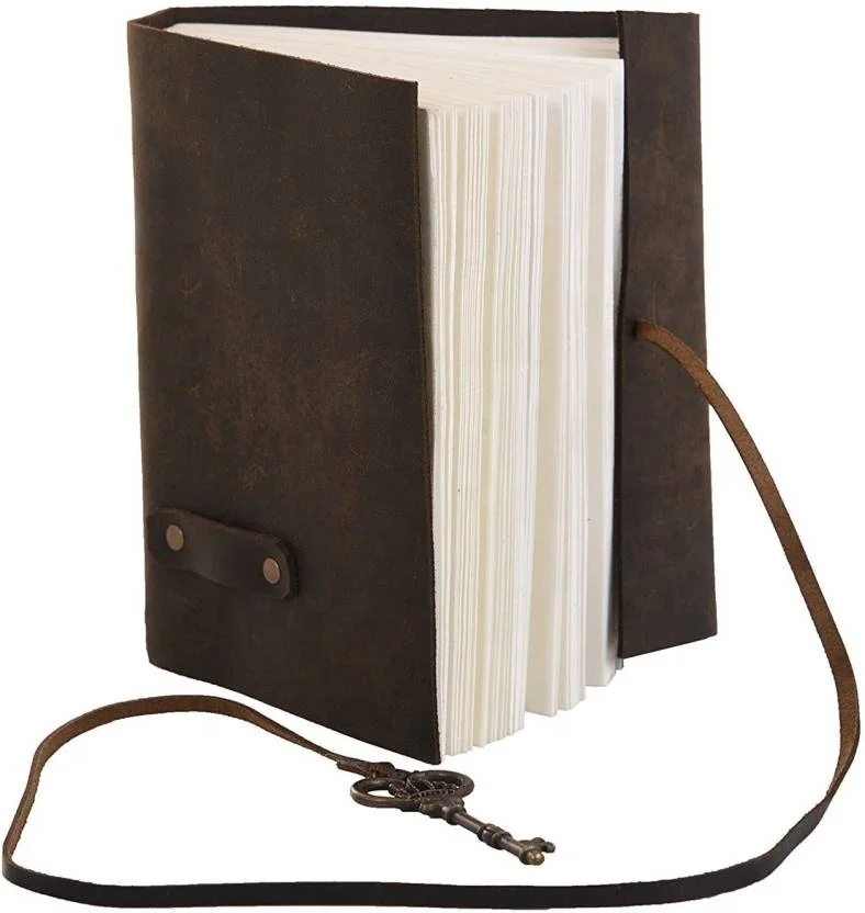 Genuine Leather vintage Cover Journal With Key NoteBook or Diary or sketch book With Handmade Paper calligraphy note book