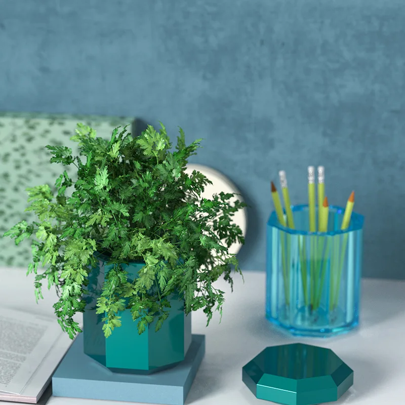 2027 Octagonal pen holder storage box silicone mold crystal glue plaster diy mold