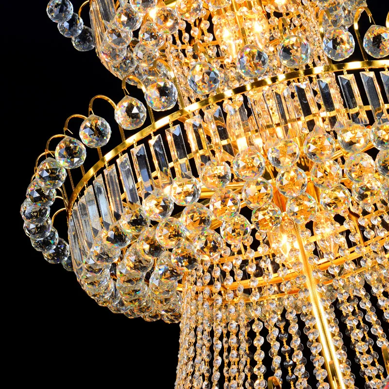 90cm stairway lighting led k9 modern luxury murano Gold four-layer crystal chandelier