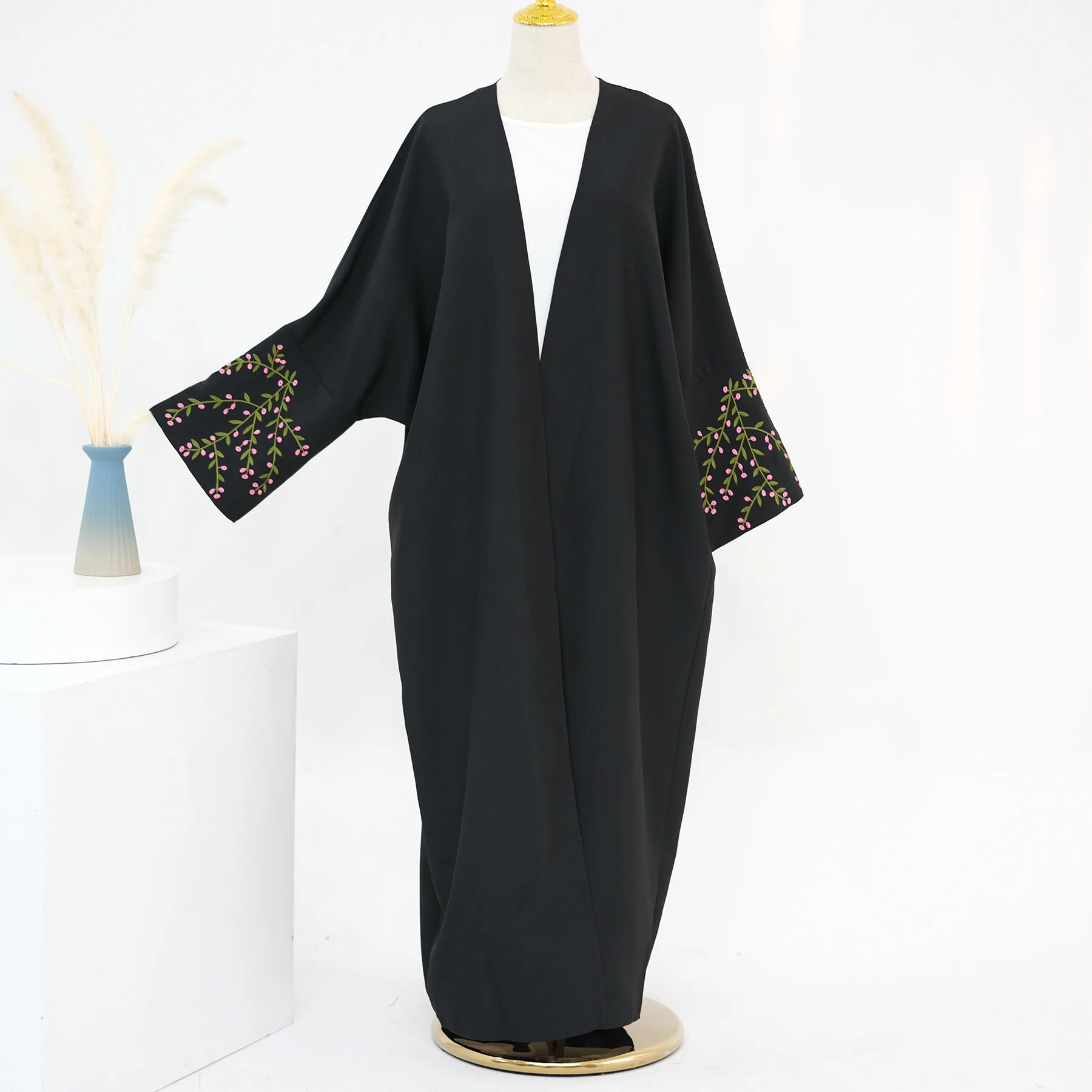 ISLAM PRAYER CLOTHING Grey Dubai Luxury Abaya High Class Eid Beads Embroidery Abaya De Dubai